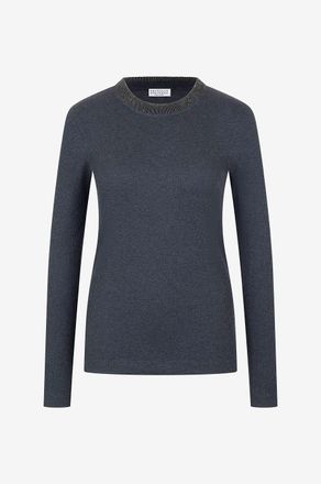 Brunello Cucinelli Langarm-Ripp-Jersey-T-Shrit Monile