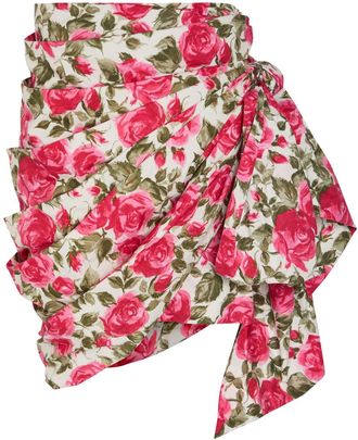 Chlo&eacute; Floral-print Cotton-poplin Knee-length Wrap Skirt - Pink - 40 (UK12 / M)