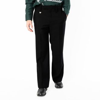 Burberry Mens Black Straight-Leg Wool Trousers, Brand Size 48 ( US Size 32.7 )