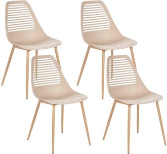 Beliani Set di 4 sedie da pranzo moderne minimaliste senza braccioli e con seduta in plastica beige Montello
