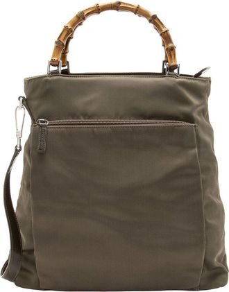 Gucci Green Quilted Nylon Bamboo Tote (Authentic Pre-Loved)