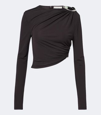 CHRISTOPHER ESBER Orica Crystal ruched jersey crop top
