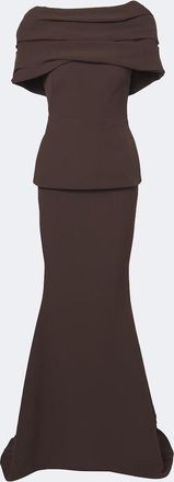 SAFiYAA Loura draped peplum cr&ecirc;pe gown