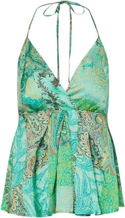 Liu Jo Sleeveless Tops, female, Green, Size: XS Top with print