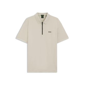 BOSS Zipper-neck polo shirt in cotton-blend jersey