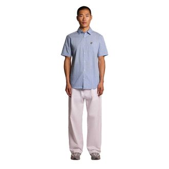Lyle & Scott Heren Lichtgewicht Shirt Met Korte Mouwen (Krijtblauw)