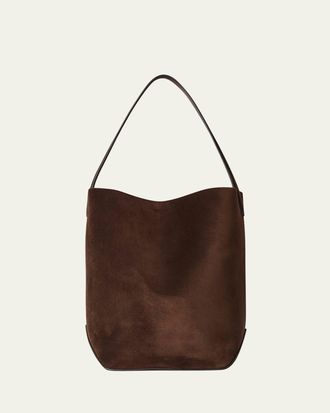 The Row Park Medium North-South Tote Bag in Suede