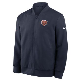 Nike Chicago Bears Rivalries Collection Sideline Nike Mens NFL Full-Zip Bomber Jacket in Blue | 03AU41L7Q-2L7