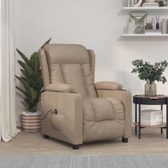 vidaXL Sill&oacute;n Reclinable El&eacute;ctrico De Cuero Sint&eacute;tico Color Capuchino Vidaxl