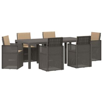 vidaXL Conjunto De Comedor De Jard&iacute;n 7 Pcs Gris Claro Y Taupe Pp Vidaxl