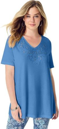 Roaman's Eyelet Swing Tee in Blue at Nordstrom, Size 16