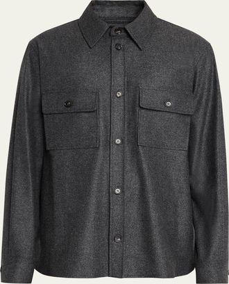 Loro Piana Mens Jim Virgin Wool and Cashmere Overshirt