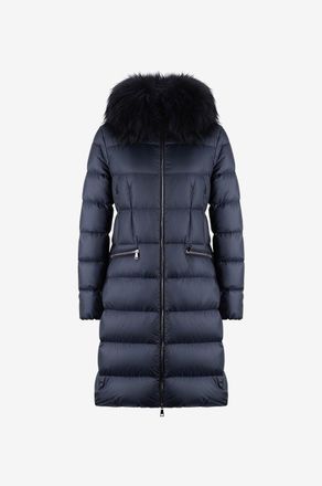 Moncler Lange taillierte Daunenjacke mit Shearling Boedic