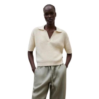 Ecoalf Anna Polo - Dames - V-hals truien - Beige - M - Katoen - Truien & Vesten