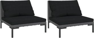 vidaXL Sof&aacute;s De Jard&iacute;n Semicirculares 2 Uds Y Cojines Rat&aacute;n Sint&eacute;tico Vidaxl