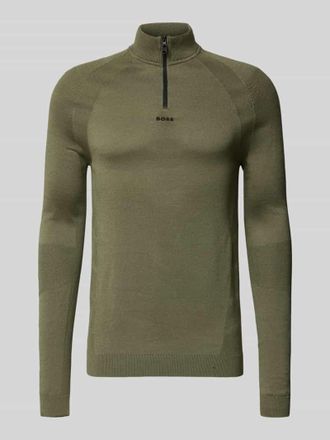 HUGO BOSS Regular Fit Troyer mit Schurwoll-Anteil Modell TOUR SEAMLESS QZ in Dunkelgruen, Größe XXL