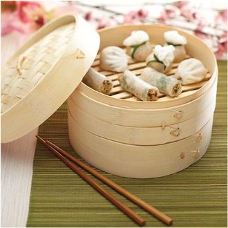 Trade Shop Trade Shop - Vaporiera In Legno Di Bamboo Cuocivapore 20cm Cottura Vapore Cucina Asiatica