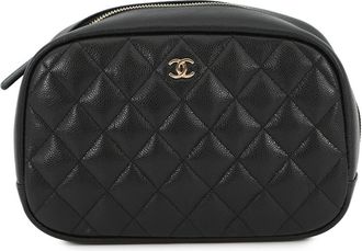 Chanel Matelasse Black Grained Calfskin Pouch (Pre-Owned)