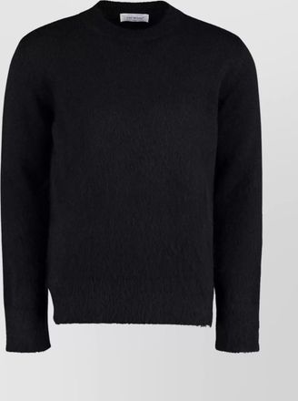 Off-white mohair blend crew neck sweater with graphic back