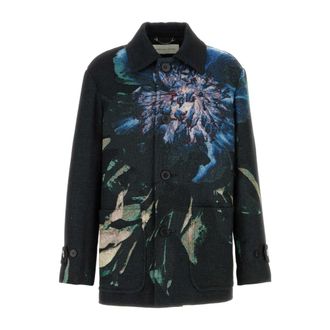 Dries Van Noten Light Jackets, male, Multicolor, Size: L Embroidered Jacquard Rivne Coat