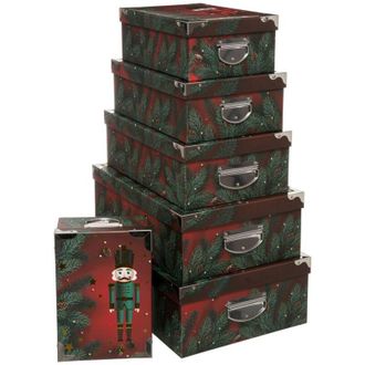 F&eacute;&eacute;ric Lights & Christmas Paquete De 6 Cajas Rectangulares Impresas Para Cascanueces - Feeric Lights & Christmas