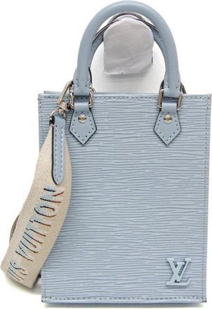 Louis Vuitton Petit Sac Plat Epi Leather Blue Leather Handbag (Pre-Owned)