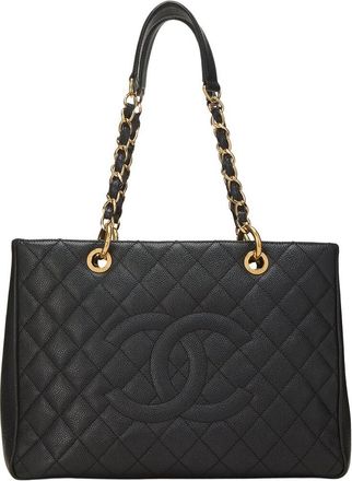 Chanel Black Quilted Caviar Leather Grand Shopping Tote (Gst) (Authentic Pre-Loved)