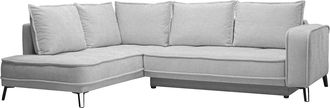 Vente-Unique Sof&aacute; rinconera izquierda de tela gris claro BALCORIA de Maison C&eacute;phy