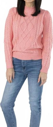 Merci Ramona Cable Sweater In Sweet Pink