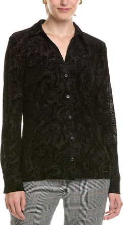 Halston Heritage Paisley Velvet Button-Up Top