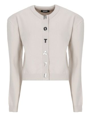 Rotate Structured Cropped Cardigan With Padded Shoulder Pads