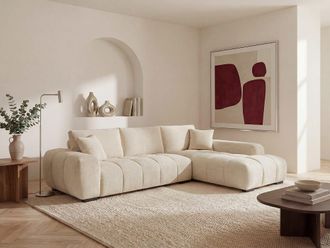 VENTE-UNIQUE.COM Sof&aacute; rinconera tela beige