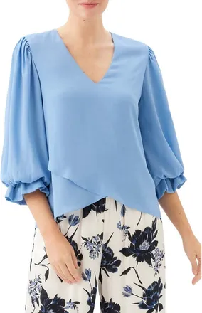 Karen Kane Crossover Hem Asymmetric Top in Chambray at Nordstrom, Size X-Small