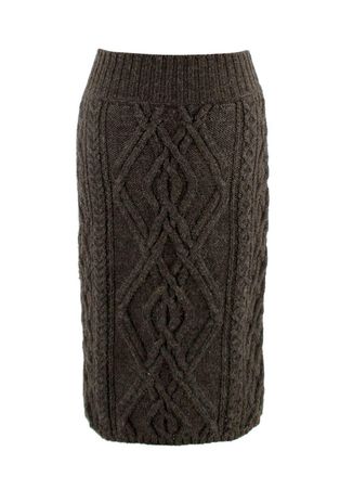 Chloé Grey Cable Knit Merino Wool Pencil Skirt Size XS