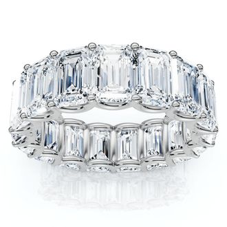 Pompeii3 9Ct Emerald Cut Diamond U Prong Eternity Ring 14k Gold or Platinum Lab Grown