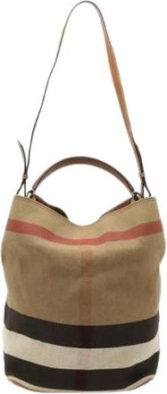 Burberry Pre-owned Ashby Medium Hobo Nova Check Shoulder Bag - Dames - Vintage Schoudertas - Beige - ONE Size - Leer - Vintage