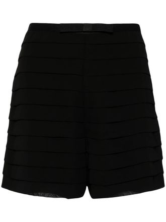 Edward Achour Paris bow-detail pleated shorts - Black