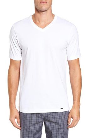 Hanro Living Cotton V-Neck T-Shirt in White at Nordstrom, Size X-Large