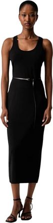 Michael Kors Jurk met riem van stretch mat jersey met racerback - Dames - Casual kleedjes - Zwart - XS - Polyester - Kleedjes