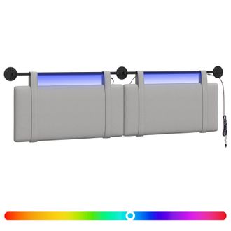 vidaXL Cabecero Colgante Con Luz Led Gris Nube Tela Vidaxl