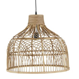 Maisons du monde L&aacute;mpara de techo de rat&aacute;n tejido y acero negro