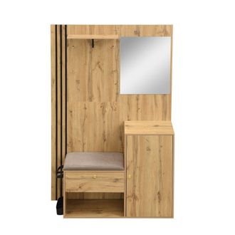 Urban Meuble Mueble recibidor efecto madera con espejo y zapatero