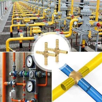 OEM Conectores Cruzados De Lat&oacute;n De 6 Mm Para Mangueras De Aire, Con P&uacute;as Para Combustible, Aire, Agua Y Di&eacute;sel (6 Unidades)