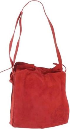 Loewe Pre-owned Suede Schoudertas - Dames - Vintage Tas - Rood - ONE Size - Su&egrave;de - Vintage