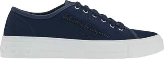 Ferragamo Mens Low Cut Sneaker In Blue Marine