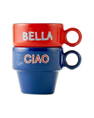 Bella Maison Set Of 2 Line Ceramic Espresso Cups