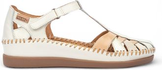 Pikolinos dames witte leren halfopen sleehak sandalen - Cadaques