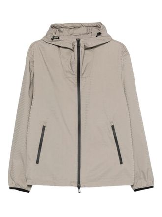Emporio Armani zip-up hooded jacket - men - Polyamide/Polyurethane/Polyester - 48 - Grey