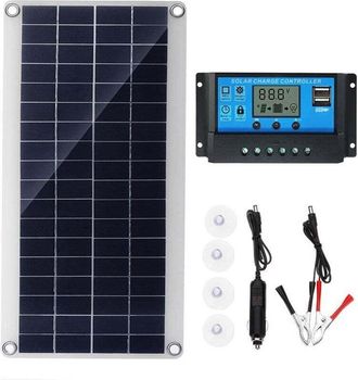 OEM Kit Panel Solar 300 W 12 V - Controlador De Carga 20 A - Para Autocaravana Barco Jard&iacute;n - 1 Unidad