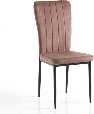 Oresteluchetta Juego De 4 Sillas De Comedor De Terciopelo Y Metal Silly - Rosa